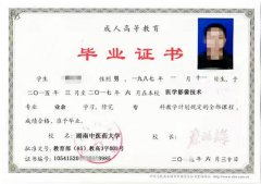 湖南中医药大学成考毕业证书样本